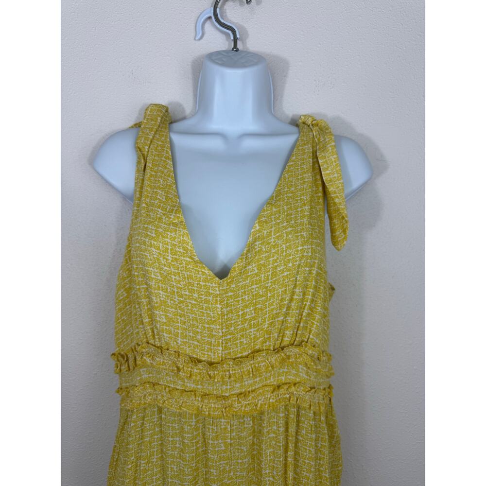 Shinestar NWT Yellow Tie Shoulder Wide Leg Resort Jumpsuit Large - Picture 3 of 8